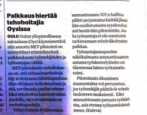 Kaleva 11.3.2013: Palkkaus hiertää tehohoitajia Oysissä.