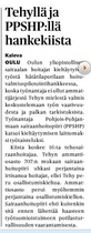 Kaleva 16.3.2013: Tehyllä ja PPSHP:llä hankekiista
